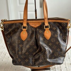 Louis Vuitton Monogram Palermo pm Tote in Dark Brown with Tan Trim